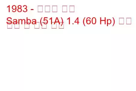 1983 - 탈보트 삼바
Samba (51A) 1.4 (60 Hp) 연료 소비 및 기술 사양