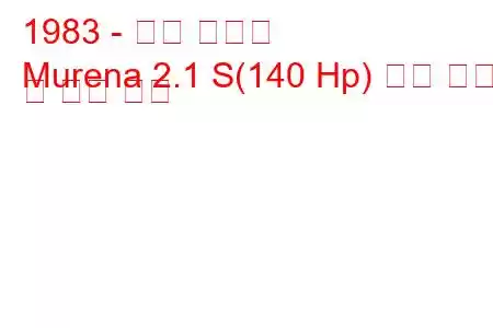 1983 - 탤벗 무레나
Murena 2.1 S(140 Hp) 연료 소비 및 기술 사양