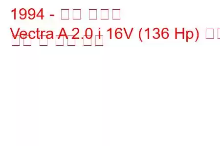 1994 - 오펠 벡트라
Vectra A 2.0 i 16V (136 Hp) 연료 소비 및 기술 사양