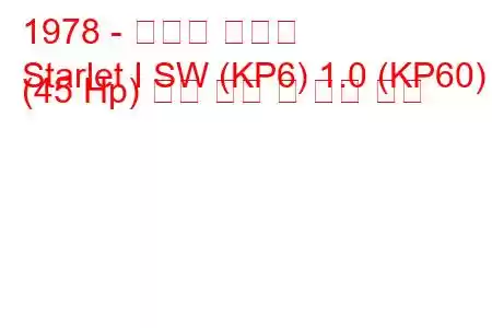 1978 - 토요타 스타렛
Starlet I SW (KP6) 1.0 (KP60) (45 Hp) 연료 소비 및 기술 사양