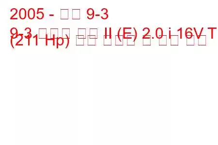 2005 - 사브 9-3
9-3 스포츠 콤비 II (E) 2.0 i 16V T (211 Hp) 연료 소비량 및 기술 사양