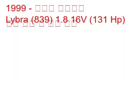 1999 - 랜시아 라이브라
Lybra (839) 1.8 16V (131 Hp) 연료 소비 및 기술 사양