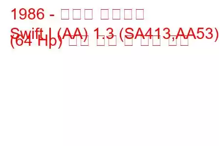 1986 - 스즈키 스위프트
Swift I (AA) 1.3 (SA413,AA53) (64 Hp) 연료 소비 및 기술 사양