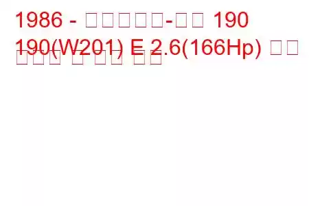 1986 - 메르세데스-벤츠 190
190(W201) E 2.6(166Hp) 연료 소비량 및 기술 사양