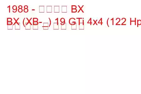 1988 - 시트로엥 BX
BX (XB-_) 19 GTi 4x4 (122 Hp) 연료 소비 및 기술 사양