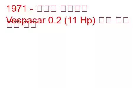 1971 - 베스파 베스파카
Vespacar 0.2 (11 Hp) 연료 소비 및 기술 사양