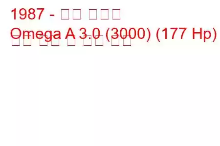 1987 - 오펠 오메가
Omega A 3.0 (3000) (177 Hp) 연료 소비 및 기술 사양
