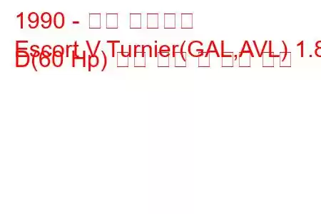 1990 - 포드 에스코트
Escort V Turnier(GAL,AVL) 1.8 D(60 Hp) 연료 소비 및 기술 사양