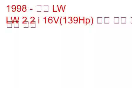 1998 - 토성 LW
LW 2.2 i 16V(139Hp) 연료 소비 및 기술 사양