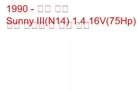 1990 - 닛산 써니
Sunny III(N14) 1.4 16V(75Hp) 연료 소비량 및 기술 사양