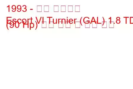 1993 - 포드 에스코트
Escort VI Turnier (GAL) 1.8 TD (90 Hp) 연료 소비 및 기술 사양