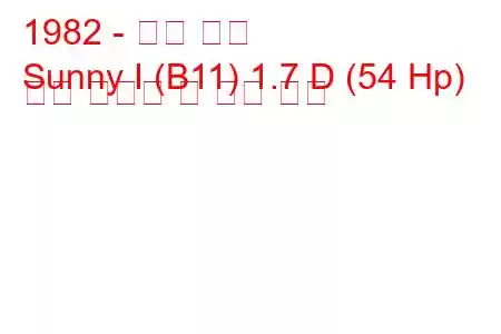 1982 - 닛산 써니
Sunny I (B11) 1.7 D (54 Hp) 연료 소비량 및 기술 사양