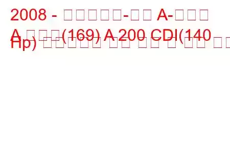 2008 - 메르세데스-벤츠 A-클래스
A 클래스(169) A 200 CDI(140 Hp) 오토트로닉 연료 소비 및 기술 사양