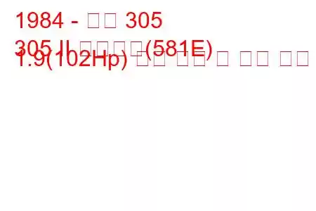 1984 - 푸조 305
305 II 브레이크(581E) 1.9(102Hp) 연료 소비 및 기술 사양