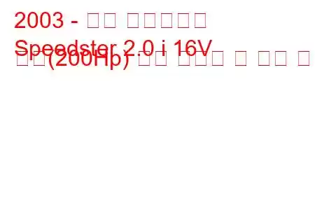 2003 - 오펠 스피드스터
Speedster 2.0 i 16V 터보(200Hp) 연료 소비량 및 기술 사양