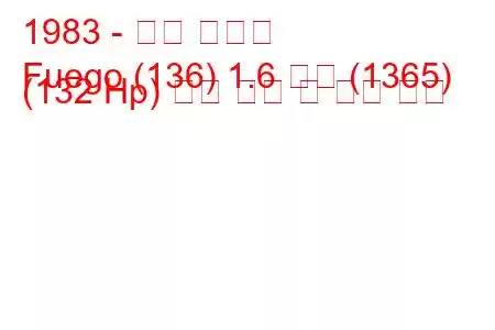 1983 - 르노 푸에고
Fuego (136) 1.6 터보 (1365) (132 Hp) 연료 소비 및 기술 사양