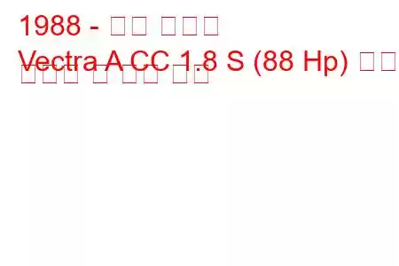 1988 - 오펠 벡트라
Vectra A CC 1.8 S (88 Hp) 연료 소비량 및 기술 사양