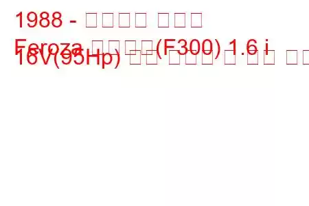 1988 - 다이하츠 페로자
Feroza 소프트탑(F300) 1.6 i 16V(95Hp) 연료 소비량 및 기술 사양