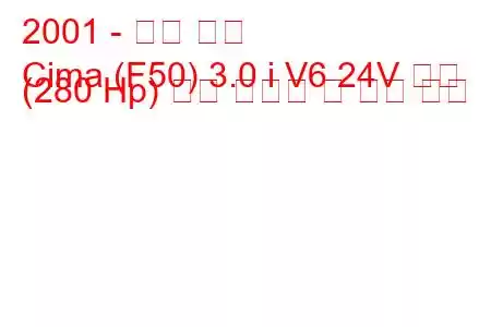 2001 - 닛산 시마
Cima (F50) 3.0 i V6 24V 터보 (280 Hp) 연료 소비량 및 기술 사양