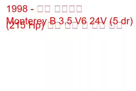 1998 - 오펠 몬트레이
Monterey B 3.5 V6 24V (5 dr) (215 Hp) 연료 소비 및 기술 사양
