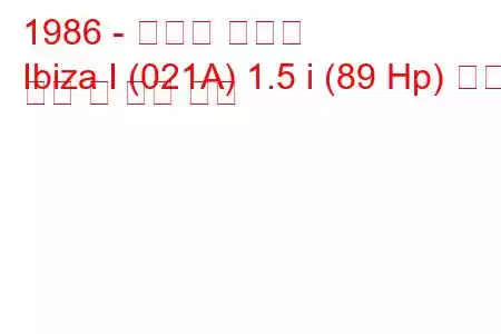 1986 - 세아트 이비자
Ibiza I (021A) 1.5 i (89 Hp) 연료 소비 및 기술 사양