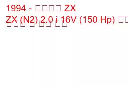 1994 - 시트로엥 ZX
ZX (N2) 2.0 i 16V (150 Hp) 연료 소비량 및 기술 사양