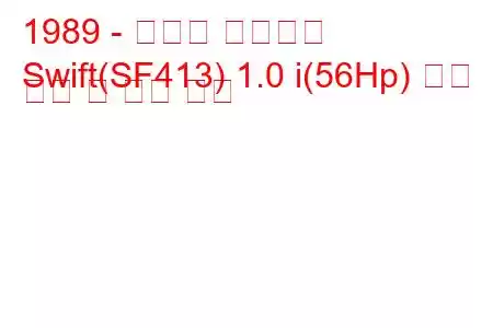 1989 - 스즈키 스위프트
Swift(SF413) 1.0 i(56Hp) 연료 소비 및 기술 사양