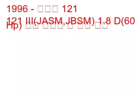 1996 - 마즈다 121
121 III(JASM,JBSM) 1.8 D(60 Hp) 연료 소비량 및 기술 사양