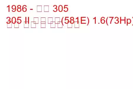 1986 - 푸조 305
305 II 브레이크(581E) 1.6(73Hp) 연료 소비 및 기술 사양