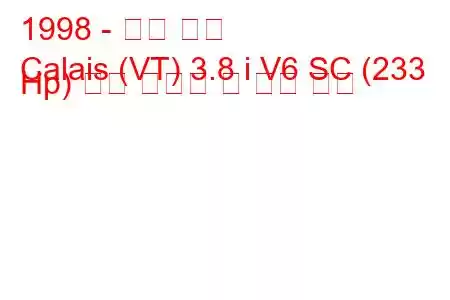 1998 - 홀든 칼레
Calais (VT) 3.8 i V6 SC (233 Hp) 연료 소비량 및 기술 사양