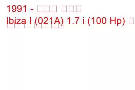 1991 - 세아트 이비자
Ibiza I (021A) 1.7 i (100 Hp) 연료 소비 및 기술 사양