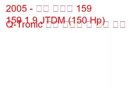 2005 - 알파 로미오 159
159 1.9 JTDM (150 Hp) Q-Tronic 연료 소비량 및 기술 사양