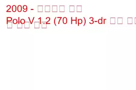2009 - 폭스바겐 폴로
Polo V 1.2 (70 Hp) 3-dr 연료 소비 및 기술 사양