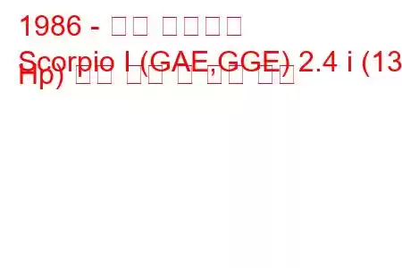 1986 - 포드 전갈자리
Scorpio I (GAE,GGE) 2.4 i (130 Hp) 연료 소비 및 기술 사양