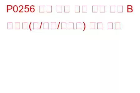 P0256 분사 펌프 연료 계량 제어 B 오작동(캠/로터/인젝터) 문제 코드