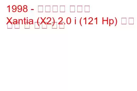 1998 - 시트로엥 잔티아
Xantia (X2) 2.0 i (121 Hp) 연료 소비 및 기술 사양