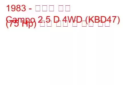 1983 - 이스즈 캄포
Campo 2.5 D 4WD (KBD47) (75 Hp) 연료 소비 및 기술 사양