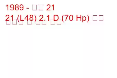 1989 - 르노 21
21 (L48) 2.1 D (70 Hp) 연료 소비량 및 기술 사양