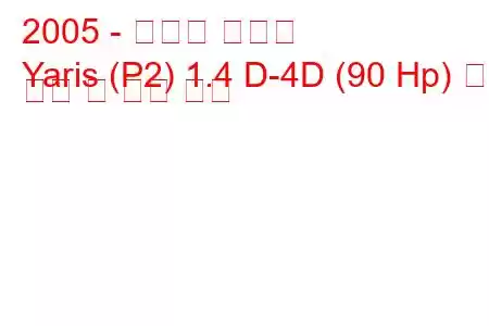 2005 - 토요타 야리스
Yaris (P2) 1.4 D-4D (90 Hp) 연료 소비 및 기술 사양