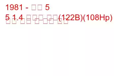 1981 - 르노 5
5 1.4 알파인 터보(122B)(108Hp) 연료 소비 및 기술 사양