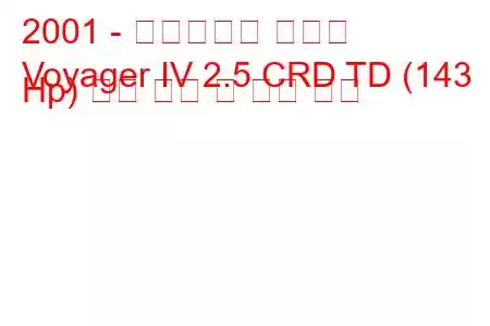 2001 - 크라이슬러 보이저
Voyager IV 2.5 CRD TD (143 Hp) 연료 소비 및 기술 사양