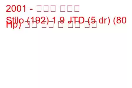 2001 - 피아트 스틸로
Stilo (192) 1.9 JTD (5 dr) (80 Hp) 연료 소비 및 기술 사양