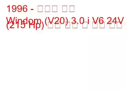 1996 - 토요타 윈덤
Windom (V20) 3.0 i V6 24V (215 Hp) 연료 소비 및 기술 사양