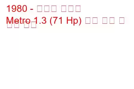1980 - 오스틴 지하철
Metro 1.3 (71 Hp) 연료 소비 및 기술 사양