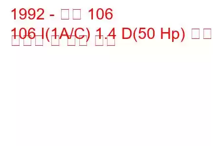 1992 - 푸조 106
106 I(1A/C) 1.4 D(50 Hp) 연료 소비량 및 기술 사양