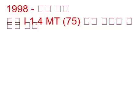 1998 - 르노 심볼
기호 I 1.4 MT (75) 연료 소비량 및 기술 사양