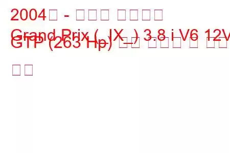 2004년 - 폰티악 그랑프리
Grand Prix (_IX_) 3.8 i V6 12V GTP (263 Hp) 연료 소비량 및 기술 사양