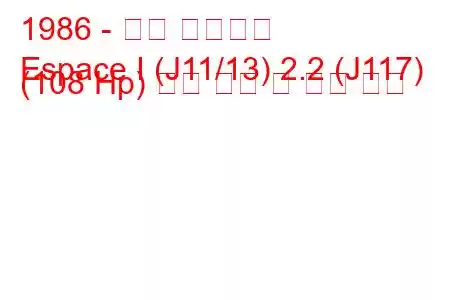 1986 - 르노 에스파스
Espace I (J11/13) 2.2 (J117) (108 Hp) 연료 소비 및 기술 사양