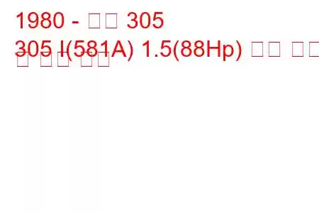 1980 - 푸조 305
305 I(581A) 1.5(88Hp) 연료 소비 및 기술 사양