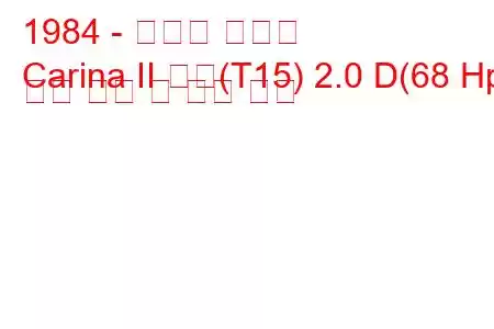 1984 - 토요타 카리나
Carina II 해치(T15) 2.0 D(68 Hp) 연료 소비 및 기술 사양